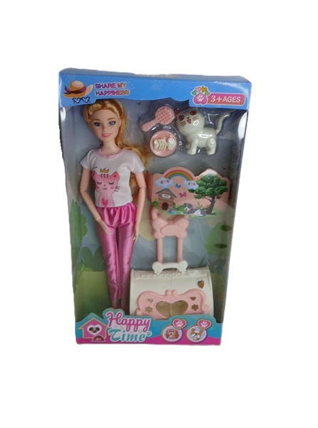 باربی مفصلی با قفس و سگ 